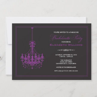 Classy Chandelier Bachelorette Inbjudan (lila)