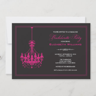 Classy Chandelier Bachelorette Inbjudan (rosa)