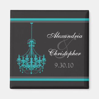 Classy Chandelier Wedding Favor Magnet (aqua)