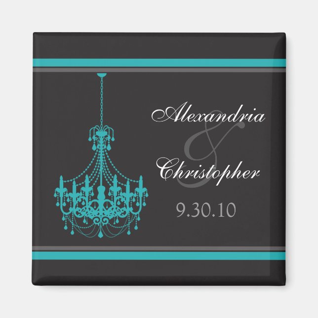 Classy Chandelier Wedding Favor Magnet (aqua) (Framsidan)