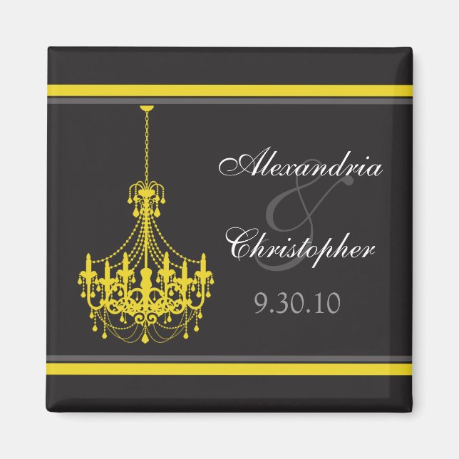 Classy Chandelier Wedding Favor Magnet (gult) (Framsidan)