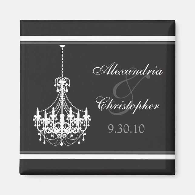 Classy Chandelier Wedding Favor Magnet (vitt) (Framsidan)