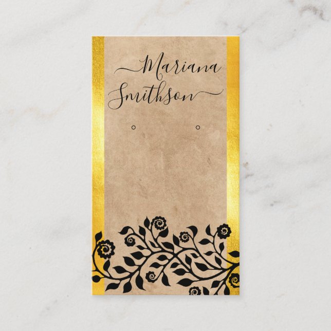 Classy Chic Black Beige Guld Visning Cards Visitkort (Framsida)