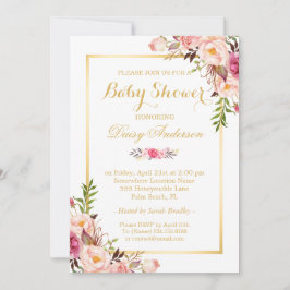 Classy Chic Blommigt Golden Ram Baby Shower Inbjudningar