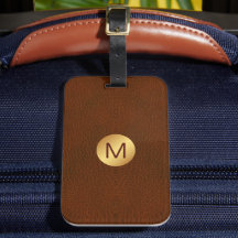 Classy Chic Faux Brown Leather & Guld Monogram