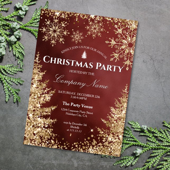 Classy Chic Guld Glitter korporerar jul Party Inbjudningar (Skapare uppladdad)
