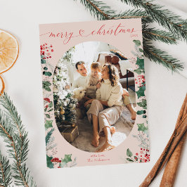 Classy Chic Heart-skript Foto Första jul Julkort