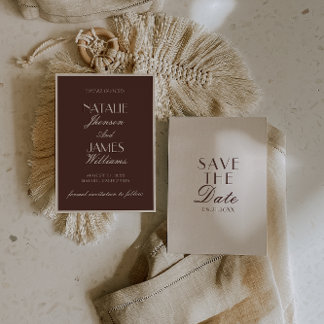 Classy Chocolate Brown Ivory Old Money Wedding Spara Datumet