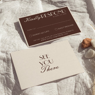 Classy Chocolate Brown Old Money Retro Wedding OSA Kort