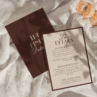 Classy Chocolate Brown Old Money Wedding Details Tilläggskort