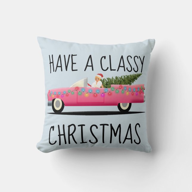 CLASSY CHRISTMAS ROSA CLASSIC CAR PILLOWS KUDDE (Framsida)
