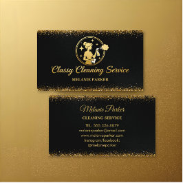 Classy Cleaning Services Logo Maid gold Visitkort