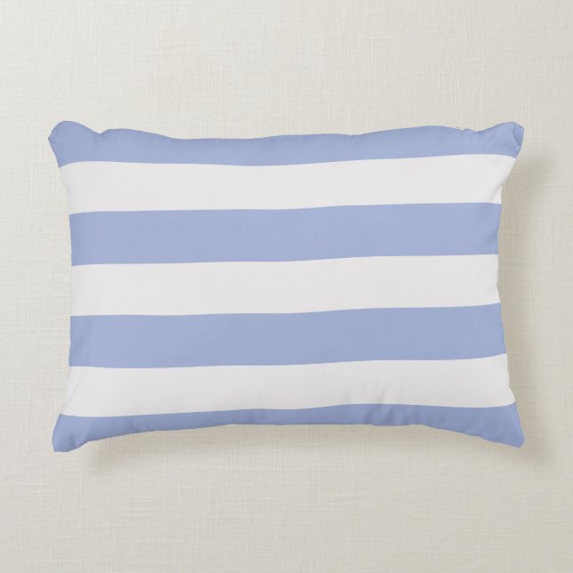 Classy Coastal Chic Light Blue White Rand Prydnadskudde (Framsidan)