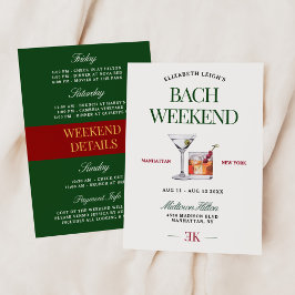 Classy Cocktail Grönt & Red Bachelorette Helg Inbjudningar