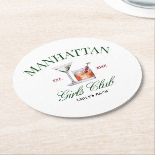Classy Cocktails Grönt & Red Girl's Klubb Underlägg Papper Rund