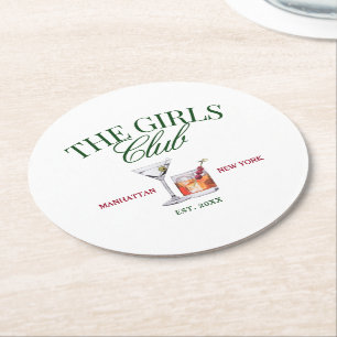 Classy Cocktails Grönt & Red Girl's Klubb Underlägg Papper Rund