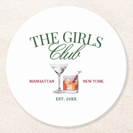 Classy Cocktails Grönt & Red Girl's Klubb Underlägg Papper Rund
