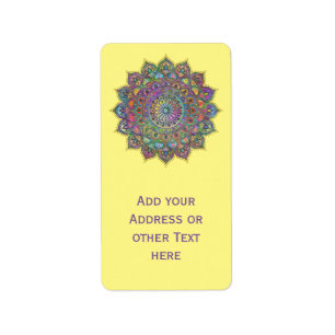 Classy Colorfullt Mandala India Stil 1 Adressetikett