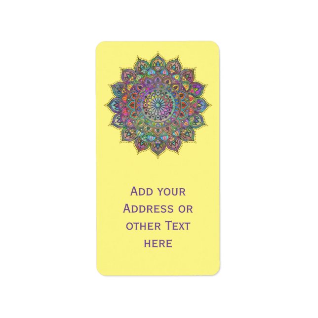 Classy Colorfullt Mandala India Stil 1 Adressetikett (Framsidan)