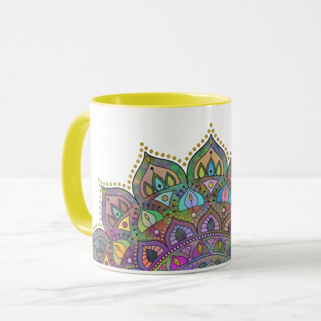 Classy Colorfullt Mandala India Stil 1 Mugg (Framsida vänster)