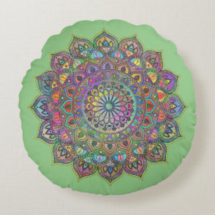 Classy Colorfullt Mandala India Stil 1 Rund Kudde