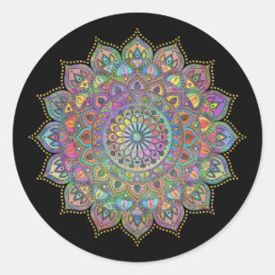 Classy Colorfullt Mandala India Stil 1 Runt Klistermärke