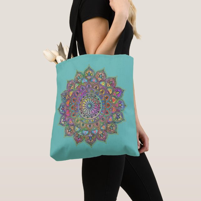 Classy Colorfullt Mandala India Stil 1 Tygkasse (Närbild)