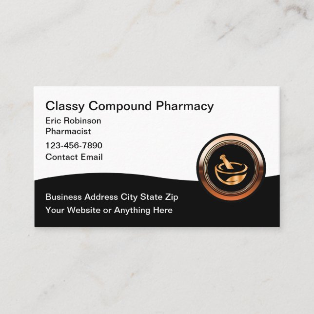Classy Compound Pharmacy Business Cards Visitkort (Framsida)