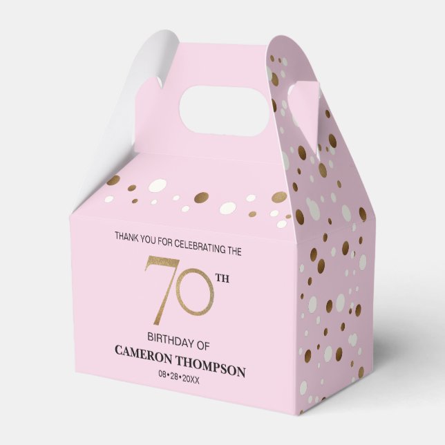 Classy Confetti Guld rosa 70 år Presentaskar (Baksidan Sidan)