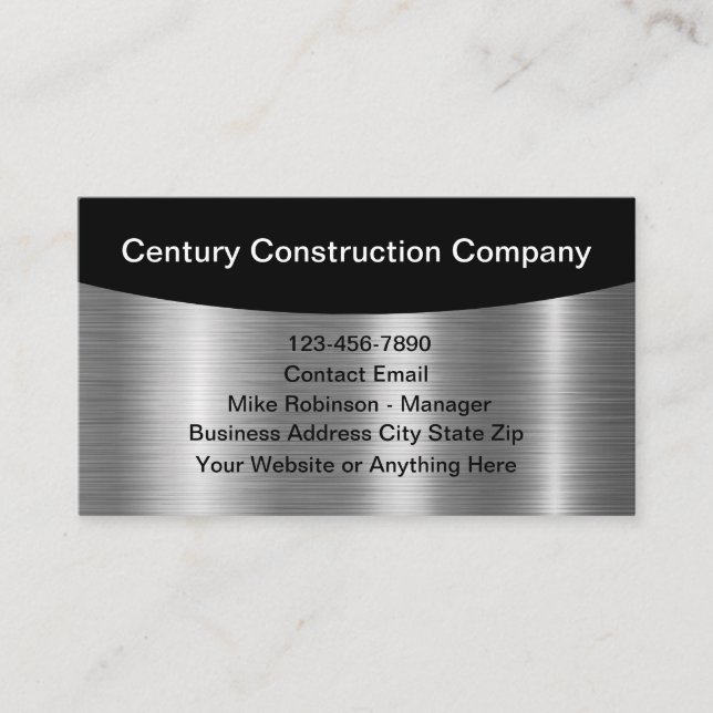 Classy Cool Construction Business Profile Cards Visitkort (Framsida)