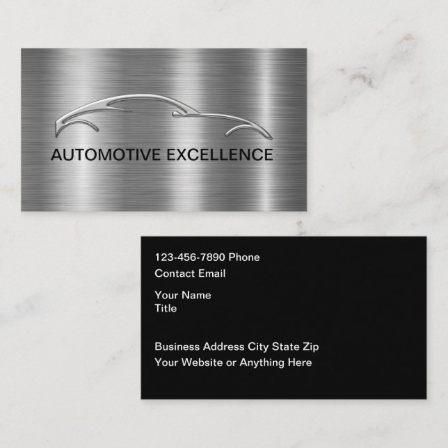 Classy Cool Sleek Modern Automotive Business Cards Visitkort (Fram/baksida)