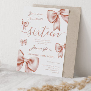Classy Coquette Ro Guld Bow Sweet 16 Party Inbjudningar