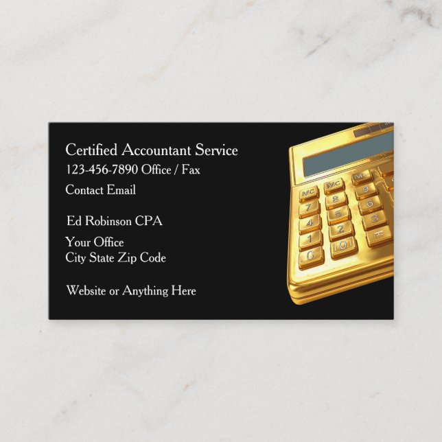 Classy CPA Accountant Business Cards Visitkort (Framsida)