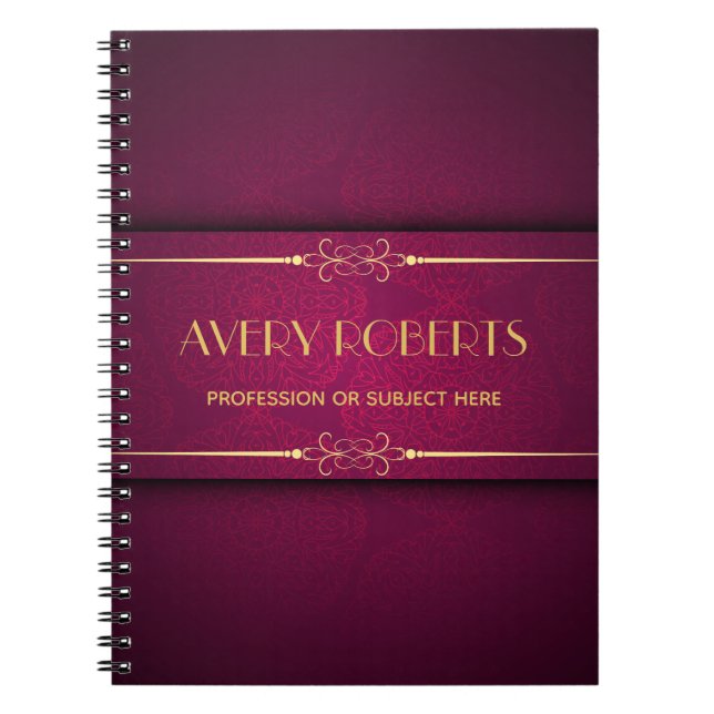 Classy crimson mandala Elegant Professionell Anteckningsbok (Framsidan)