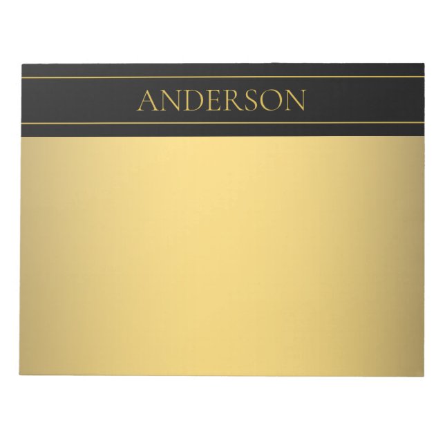 Classy Customizable Gold Text & Lines Anteckningsblock (Framsida)