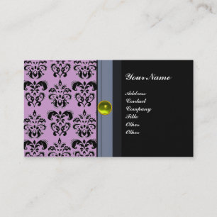 CLASSY DAMASK MONOGRAM Black topaz gult Visitkort