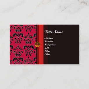 CLASSY DAMASK MONOGRAM black topaz orange, Visitkort