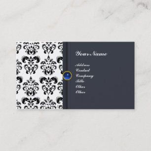 CLASSY DAMASK MONOGRAM Blue sapphire Visitkort