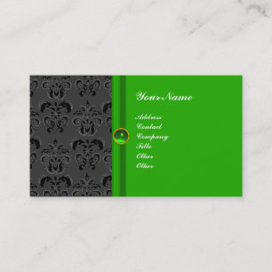 CLASSY DAMASK MONOGRAM grönt emerald Visitkort
