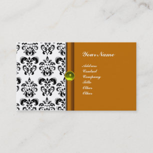 CLASSY DAMASK MONOGRAM, lila topaz gult Visitkort