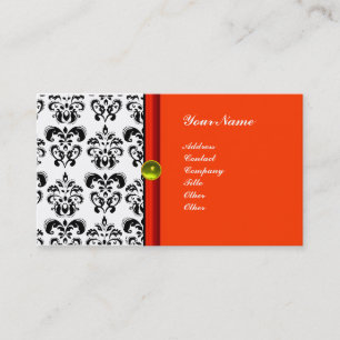 CLASSY DAMASK MONOGRAM, lila topaz gult Visitkort