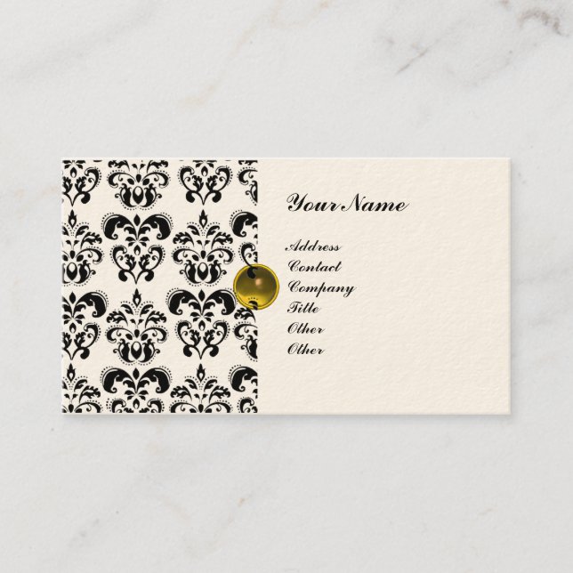 CLASSY DAMASK MONOGRAM metallgrädde Visitkort (Framsida)