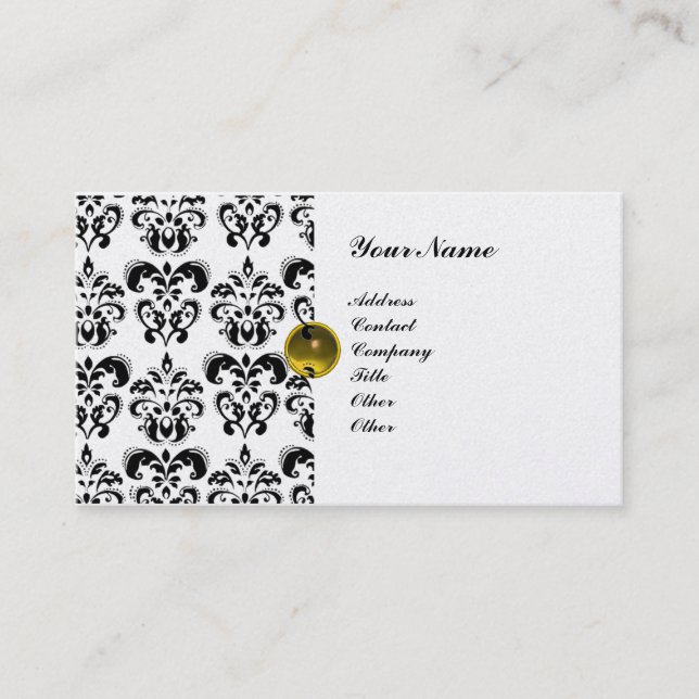 CLASSY DAMASK MONOGRAM metallpärlor Visitkort (Framsida)