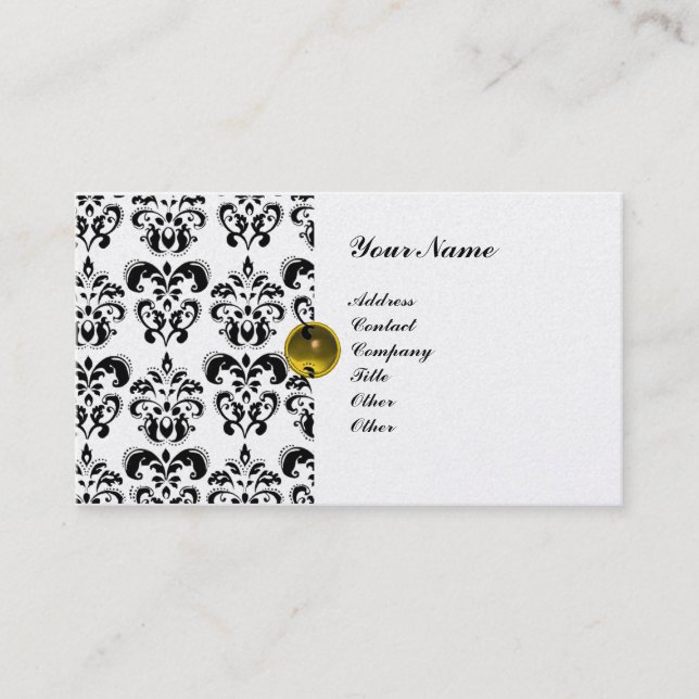 CLASSY DAMASK MONOGRAM metallplatinum Visitkort (Framsida)