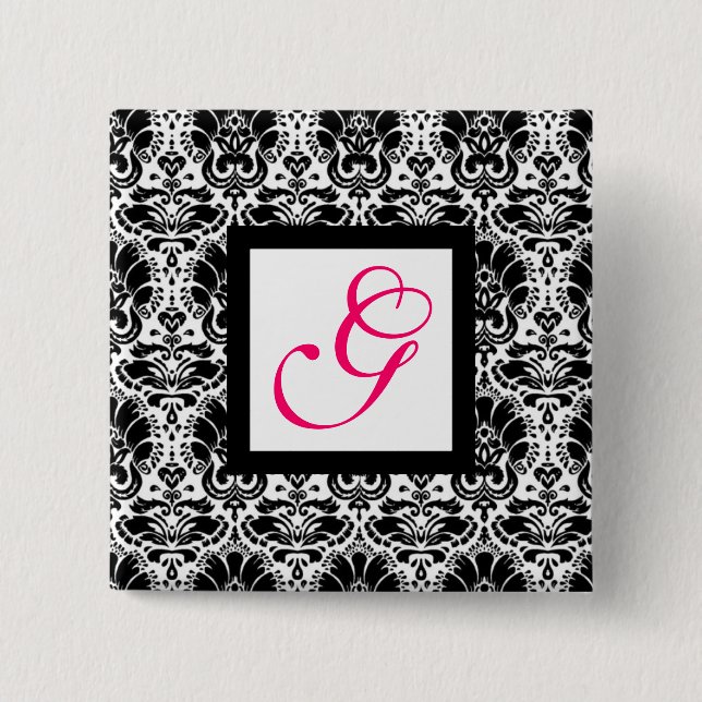 CLASSY DAMASK MONOGRAM,rosa fuchsia Knapp (Framsida)