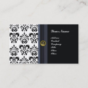 CLASSY DAMASK MONOGRAM,svart agate Visitkort