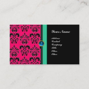 CLASSY DAMASK MONOGRAM ,svart sapphire Visitkort