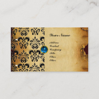 CLASSY DAMASK PARCHMENT MONOGRAM grönt emerald Visitkort