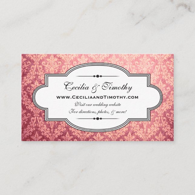Classy Damask Wedding Website (honeysuckle) Tilläggskort (Framsida)