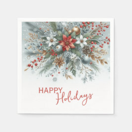 Classy Dark Red Teal Blue Green Floral Wreath Pappersservett